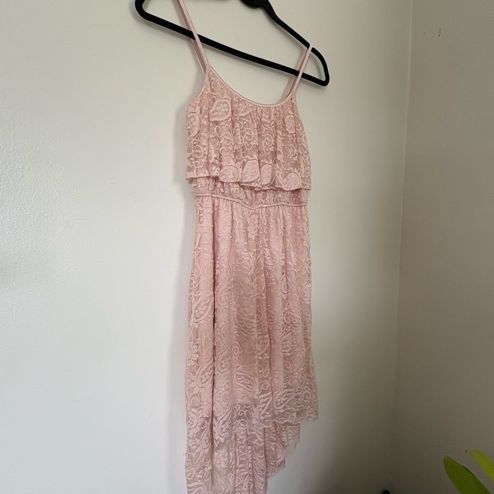 Love Reign | Pink High-Low Ruffled Lace Sundress | Size Small - Picture 2 of 10